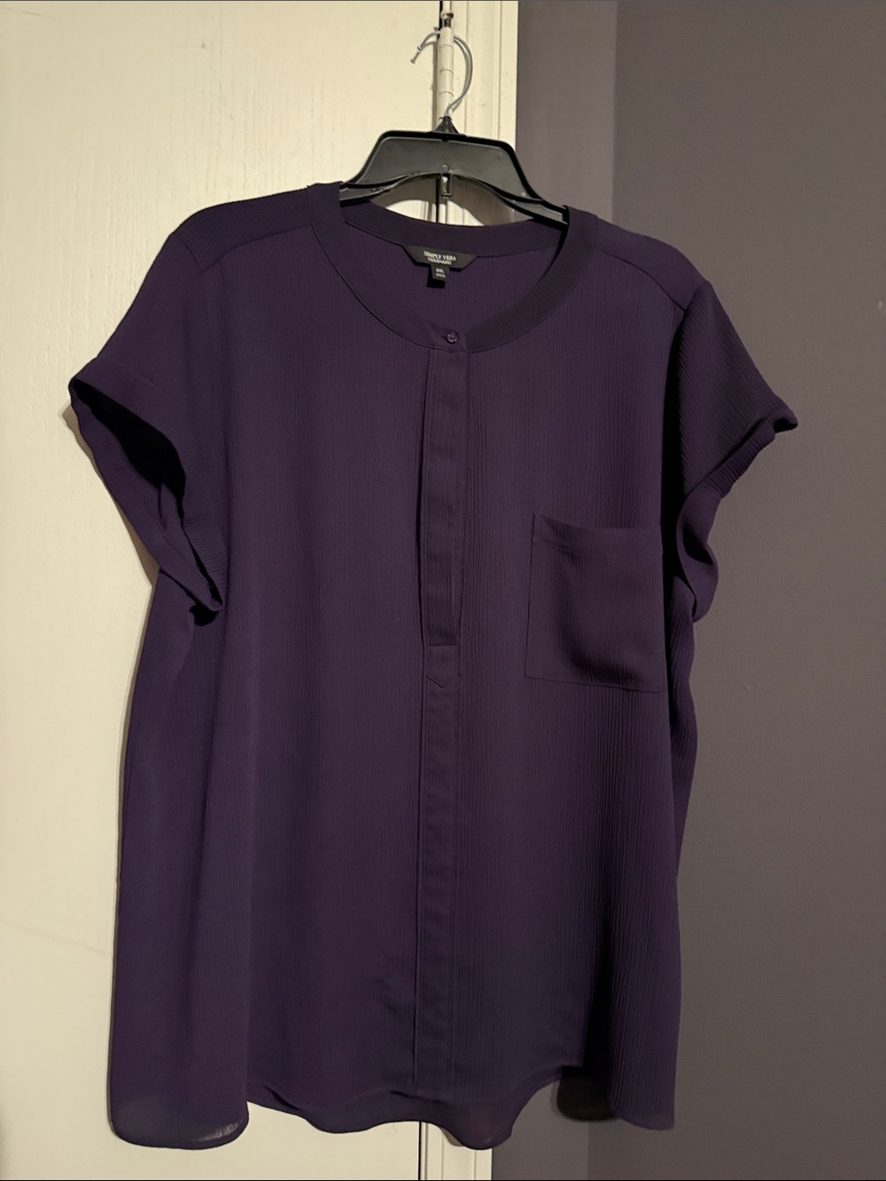 Simply Vera Vera Wang Purple Short Sleeve Blouse